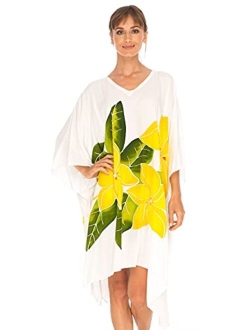 SHU-SHI Womens Short Beach Swimsuit Cover Up Poncho Dress Plus Size Kaftan