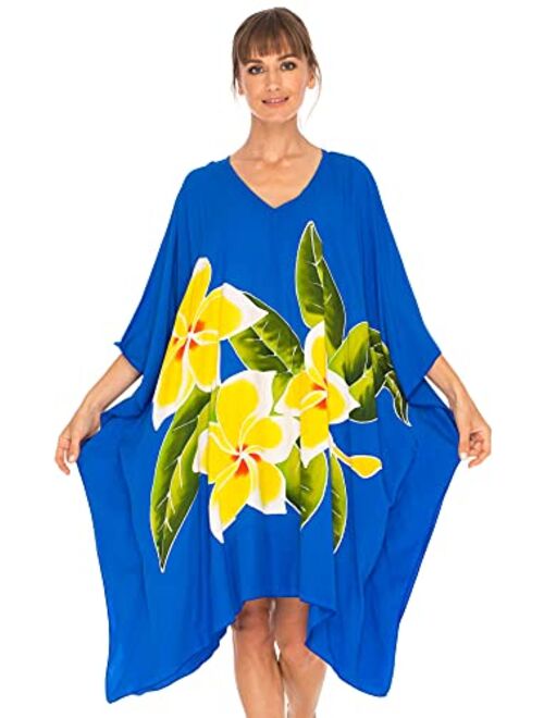 SHU-SHI Womens Short Beach Swimsuit Cover Up Poncho Dress Plus Size Kaftan