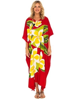 SHU-SHI Women Kaftan Dresses Loose Maxi Beach Cover Up Long Plus Size Caftan