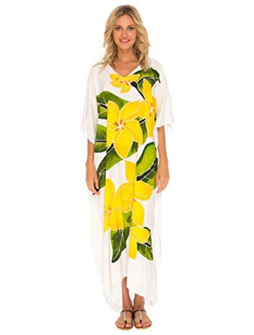 SHU-SHI Women Kaftan Dresses Loose Maxi Beach Cover Up Long Plus Size Caftan