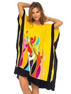 Back From Bali Womens Caftan Dress Loose Beach Poncho Knee Length Empowerment