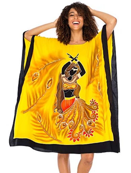 Back From Bali Womens Caftan Dress Loose Beach Poncho Knee Length Empowerment