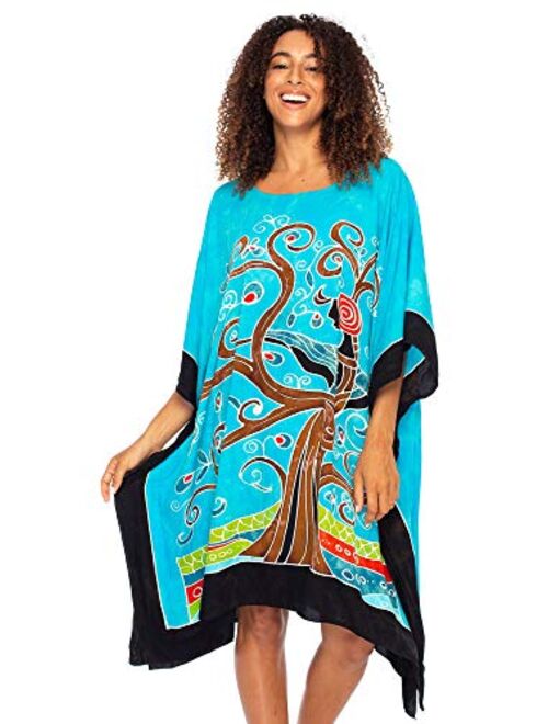 Back From Bali Womens Caftan Dress Loose Beach Poncho Knee Length Empowerment