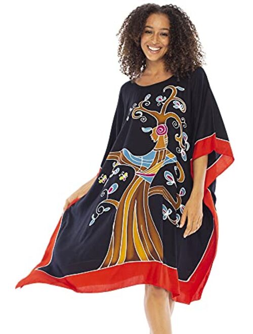 Back From Bali Womens Caftan Dress Loose Beach Poncho Knee Length Empowerment