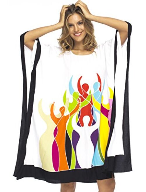 Back From Bali Womens Caftan Dress Loose Beach Poncho Knee Length Empowerment