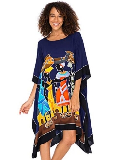 Back From Bali Womens Short African Beach Swim Suit Cover Up Caftan Poncho