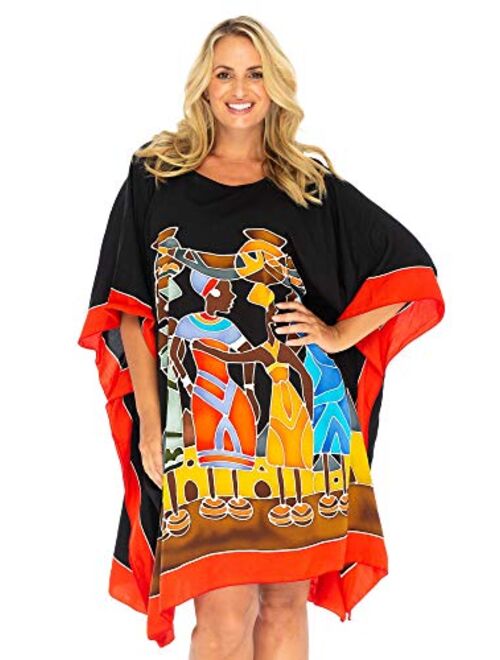 Back From Bali Womens Short African Beach Swim Suit Cover Up Caftan Poncho