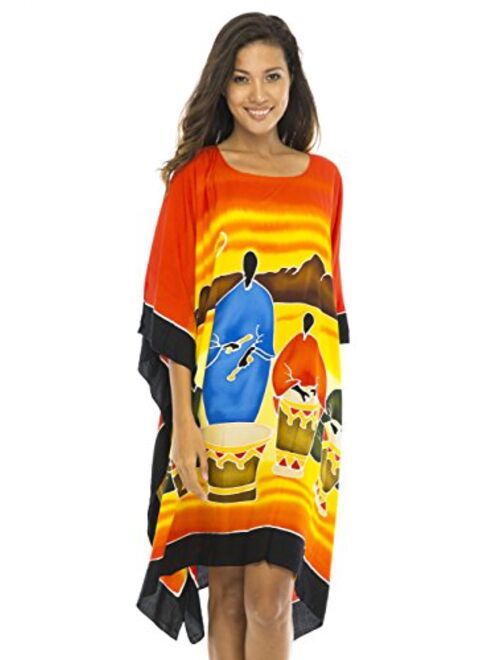 Back From Bali Womens Short African Beach Swim Suit Cover Up Caftan Poncho