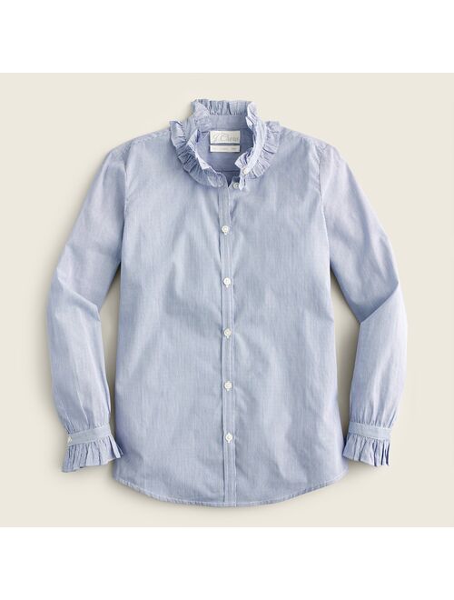 J.Crew Classic-fit ruffleneck shirt in stripe