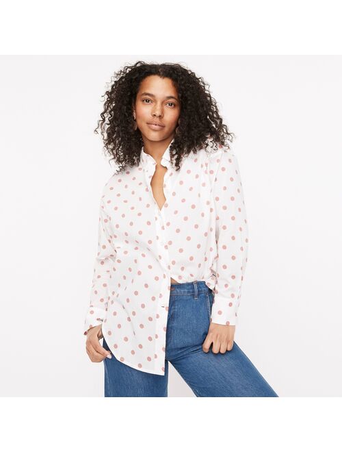 J.Crew Relaxed-fit lightweight cotton poplin shirt in white rose dot