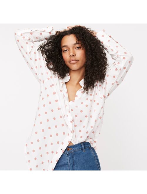 J.Crew Relaxed-fit lightweight cotton poplin shirt in white rose dot