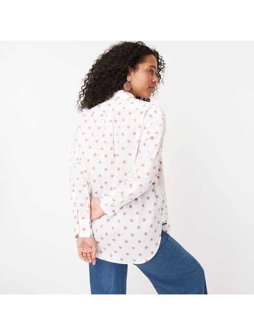 J.Crew Relaxed-fit lightweight cotton poplin shirt in white rose dot