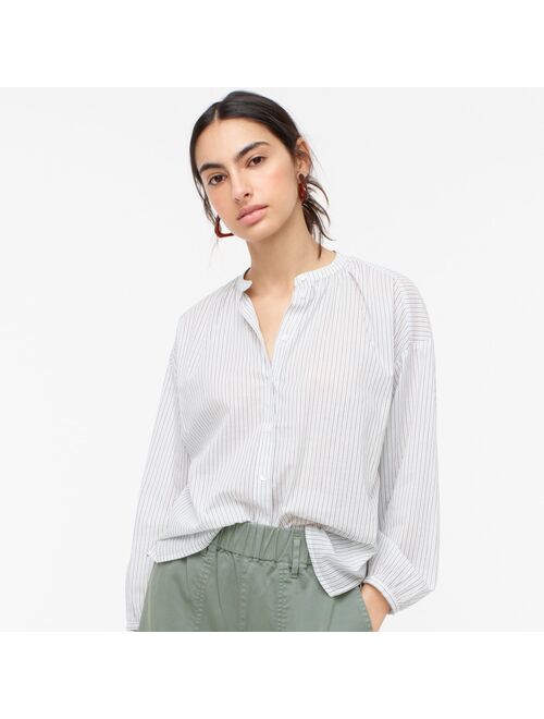 J.Crew Cotton-voile button-front top in double stripe