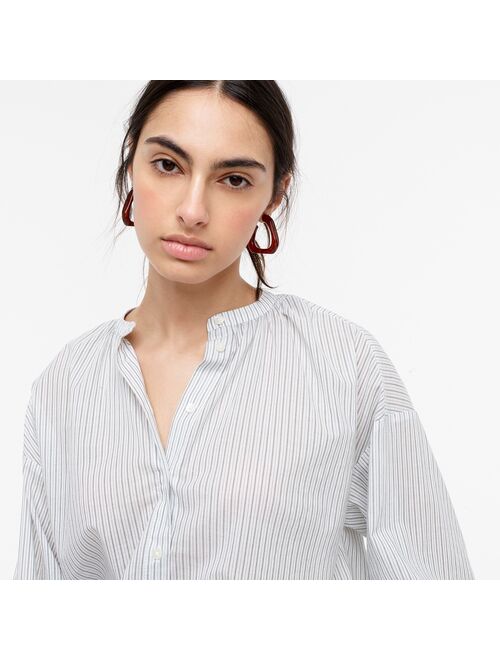 J.Crew Cotton-voile button-front top in double stripe