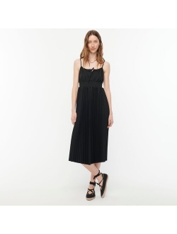 Smocked-waist pleated dress