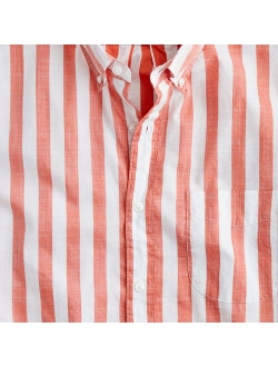 Short-sleeve slub cotton shirt in stripe