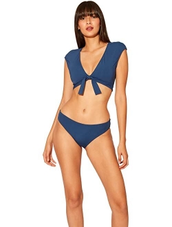 Bleu Rod Beattie Kore Tie Front Cap Sleeve Crop Top with Removable Cups