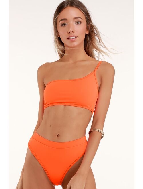 Lulus Always Shining Hot Pink High-Waisted Bikini Bottom