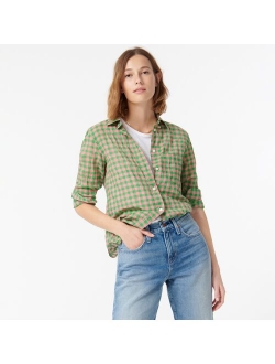 Classic-fit shirt in crinkle gingham