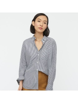 Classic-fit washed cotton poplin shirt in stripe