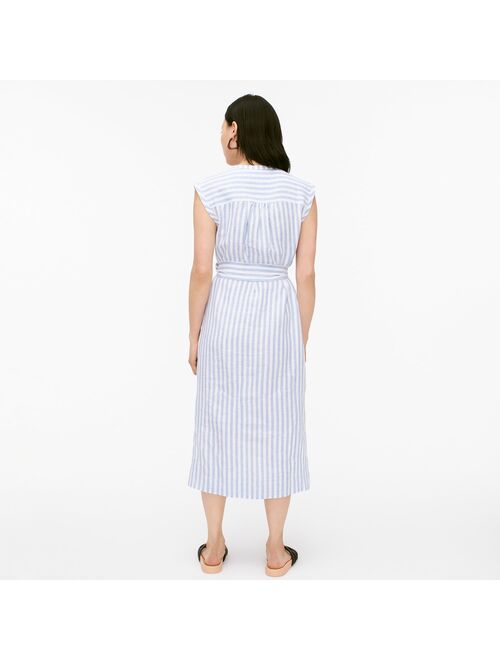 J.Crew Tie-waist linen shirtdress in stripe