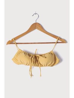 Next Beach Trip Mustard Yellow Tie-Back Bikini Top