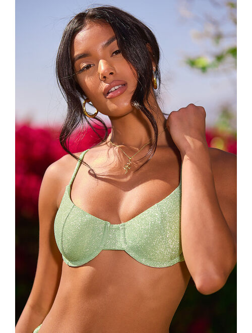 Buy Lulus Heat Wave Light Green Sparkly Underwire Bikini Top online