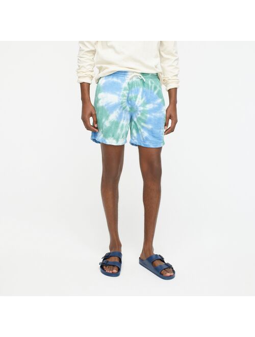 J.Crew 6.5" lightweight sunfaded french terry dock short in tie-dye