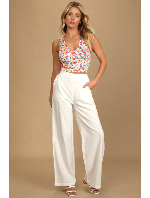 Lulus Feel Like Dancing White Crop Top