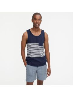 Slub cotton pocket tank top in stripe