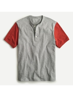 Slub cotton short-sleeve baseball henley