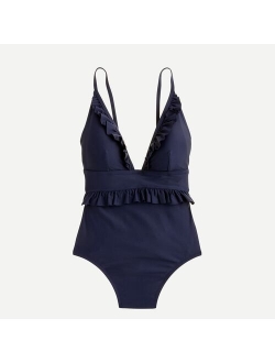 Ruffle deep-V one-piece swimsuit