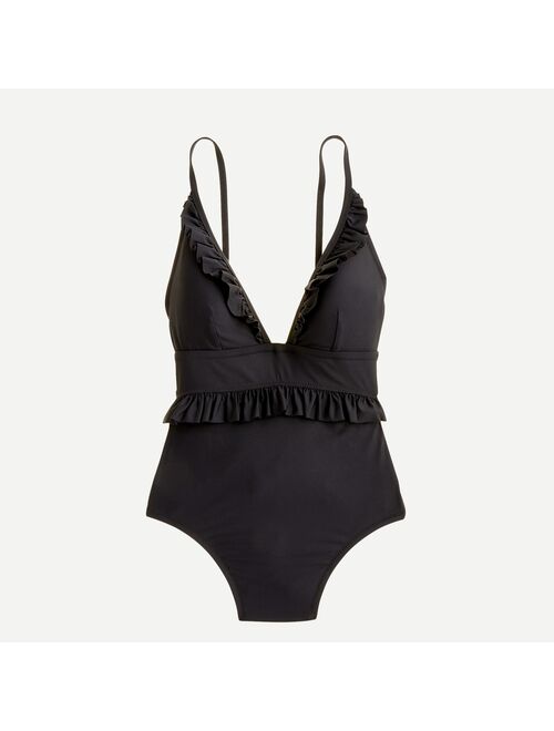 J.Crew Ruffle deep-V one-piece swimsuit