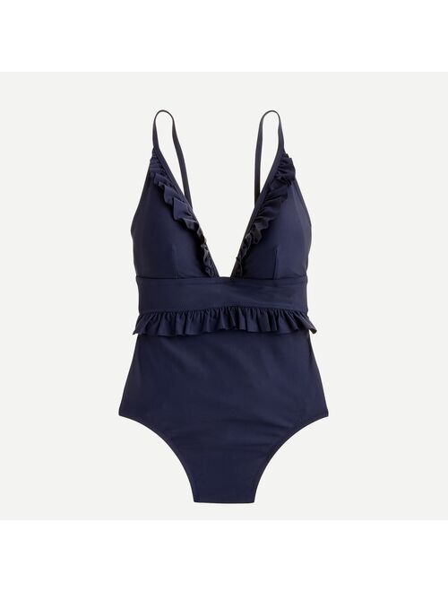 J.Crew Ruffle deep-V one-piece swimsuit