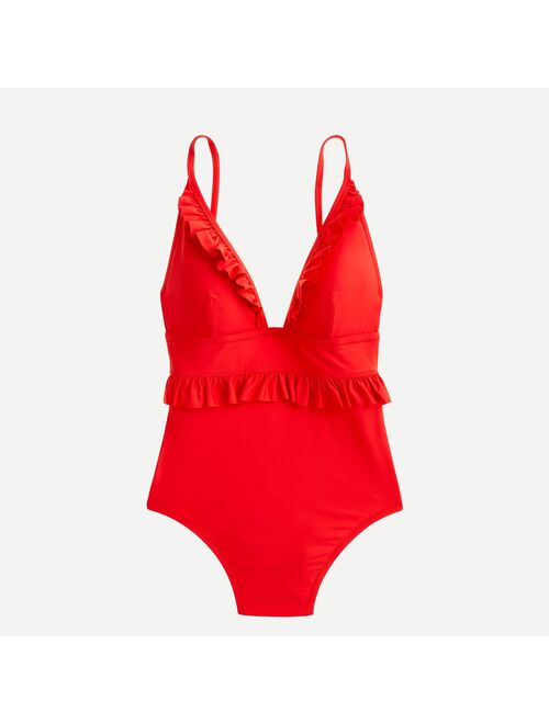 J.Crew Ruffle deep-V one-piece swimsuit