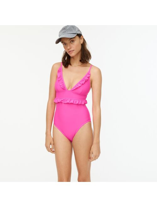 J.Crew Ruffle deep-V one-piece swimsuit