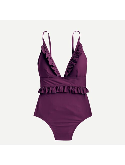 J.Crew Ruffle deep-V one-piece swimsuit