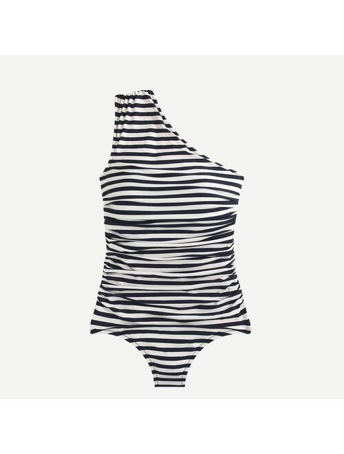 J.Crew Ruched one-shoulder one-piece in stripe