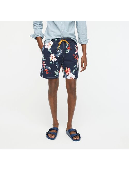 J.Crew 8" stretch swim trunk in hibiscus print