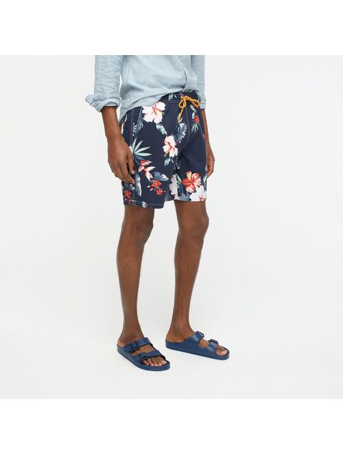 J.Crew 8" stretch swim trunk in hibiscus print