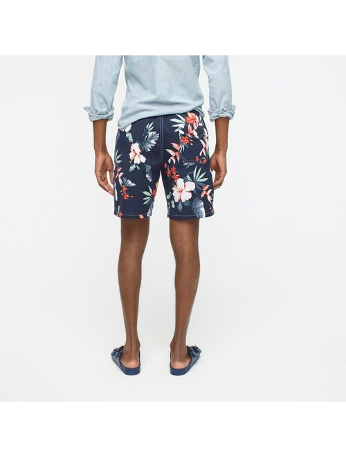 J.Crew 8" stretch swim trunk in hibiscus print