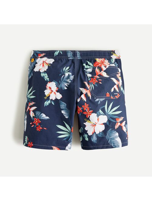 J.Crew 8" stretch swim trunk in hibiscus print