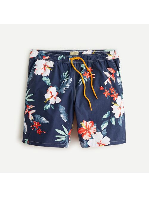 J.Crew 8" stretch swim trunk in hibiscus print