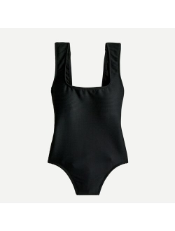 Rib square-neck one-piece