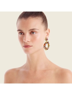 Colorful floral hoop earrings