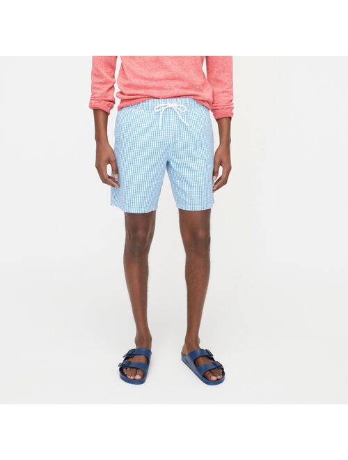 J.Crew 8" swim trunk in gingham seersucker