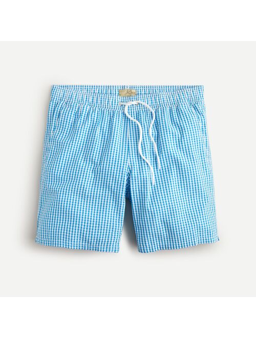 J.Crew 8" swim trunk in gingham seersucker