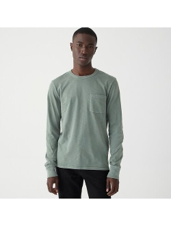 Garment-dyed slub cotton long-sleeve T-shirt