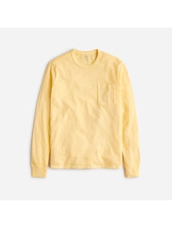 Garment-dyed slub cotton long-sleeve T-shirt