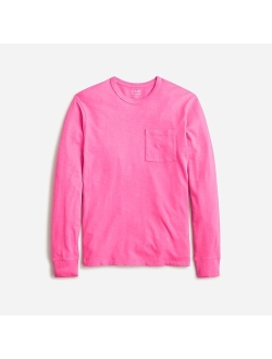 Garment-dyed slub cotton long-sleeve T-shirt